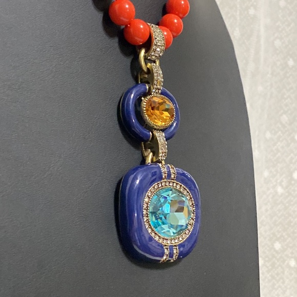 *SOLD*Heidi Daus "Super Chic"  Swarovski Crystal Enamel Bead Necklace & Earrings - Picture 5 of 12